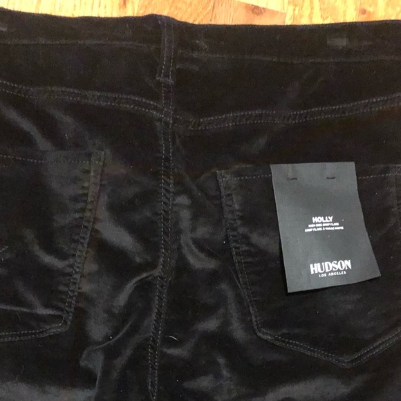 Hudson Los Angeles Flare Crop Black Ombré Velvet Pants Size 32 - Picture 10 of 14